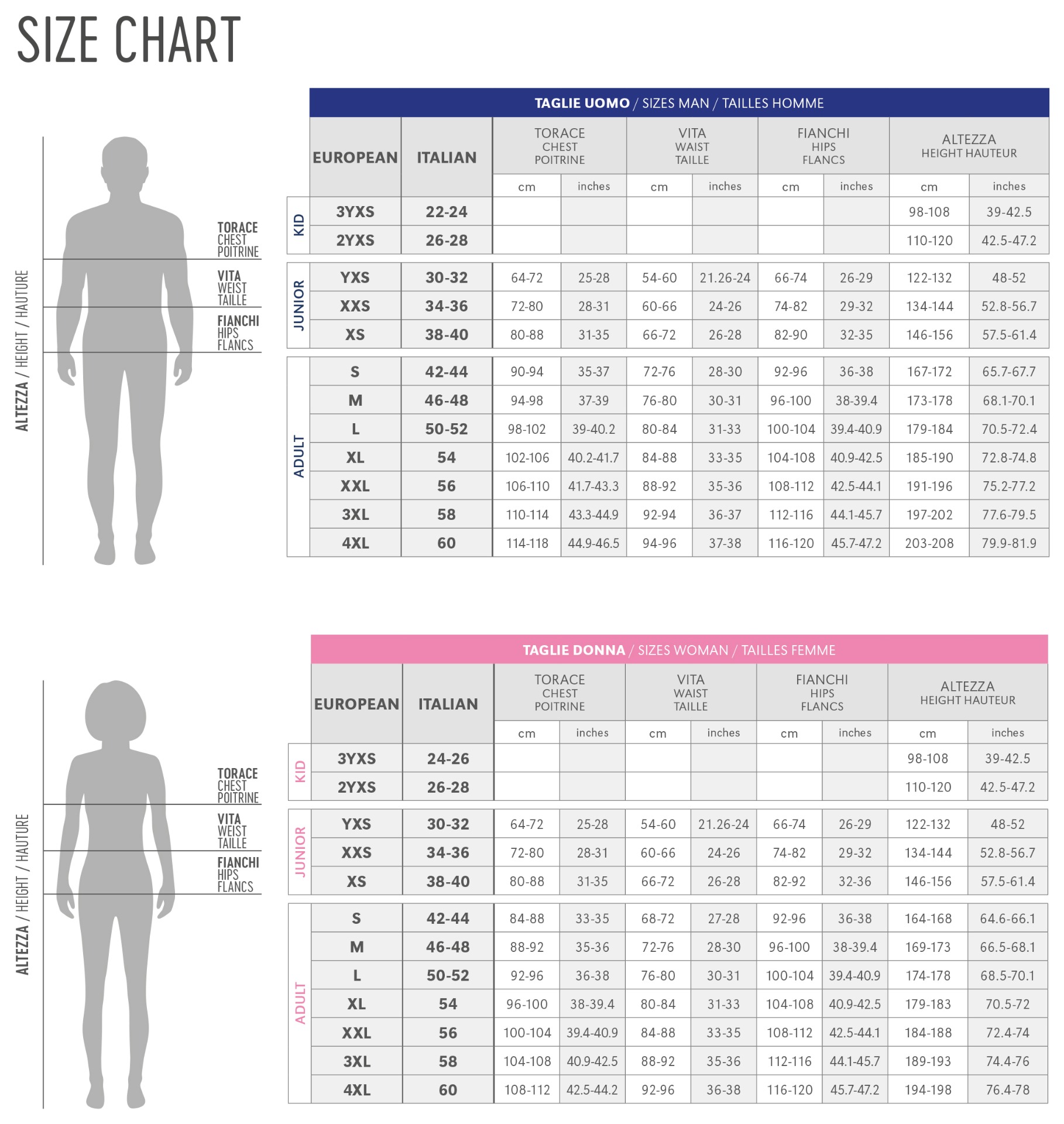 Errea Size Chart