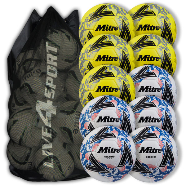 Calcio One White & Yellow Mixed 10 Ball Deal + FREE Bag